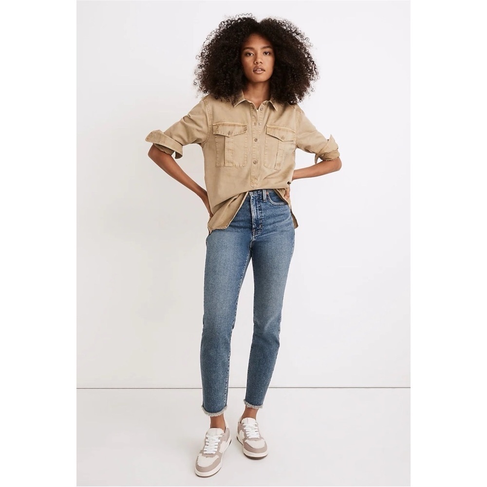 Madewell Military Popover Shirt Tan Khaki Sz S